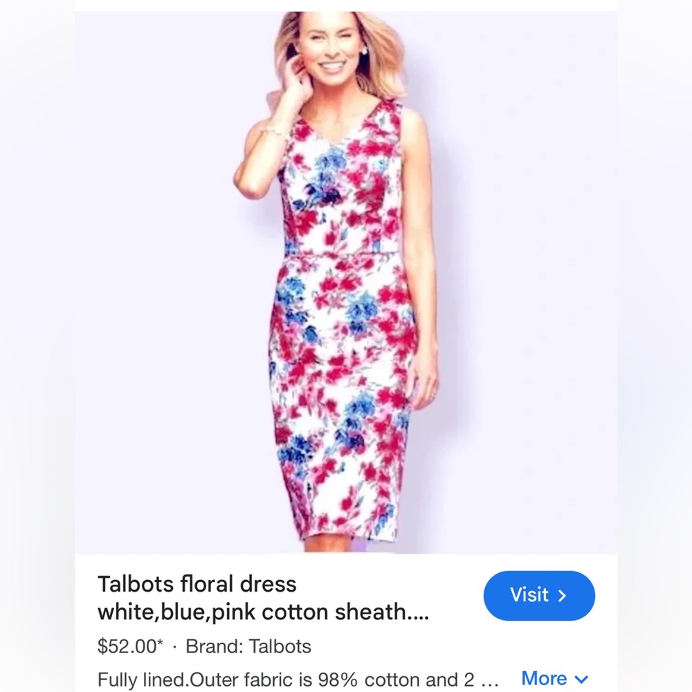 Talbots Floral Midi Dress - Red and Blue | Women’s Size 14